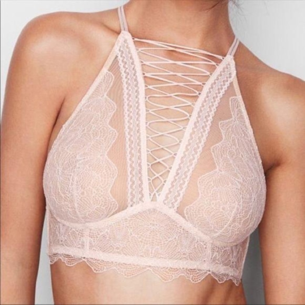 VS S High Neck Bralette Lace Up - Picture 1 of 16